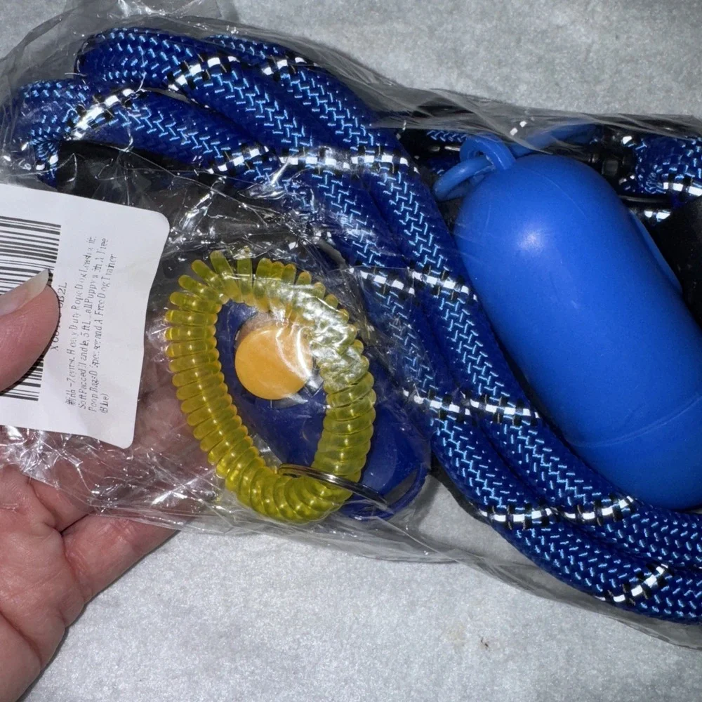 Dog Leash Rope Heavy Duty With Poop Bag Holder And Training‎ Clicker